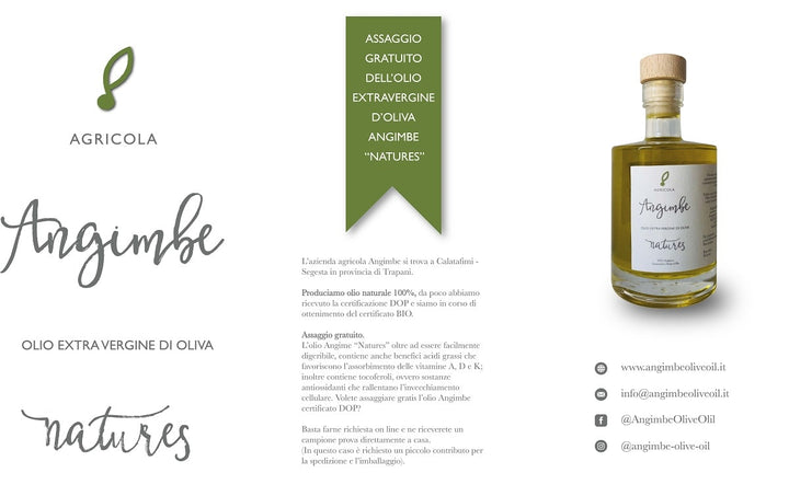 Assaggio gratis olio extravergine d’oliva Angimbe Natures